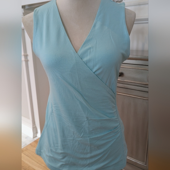 Soft Surroundings Tops - Soft Surroundings Aqua Sleeveless Wrap Style Tank Top